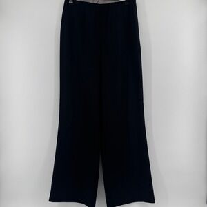 Lafayette 148 Long Black Silk Blend Wide Leg Dress Pants Size 12 Zipper Flowy